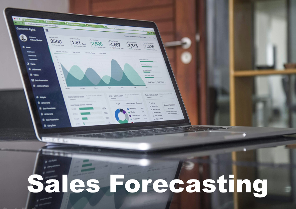 sales frecasting: Laptop displaying colorful sales graphs, symbolizing advanced sales forecasting strategies.
