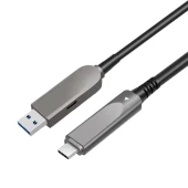 15m Fiber Optical USB3.2 AM to USB-C Active Optical Cable for CCTV and Video Conference Cam