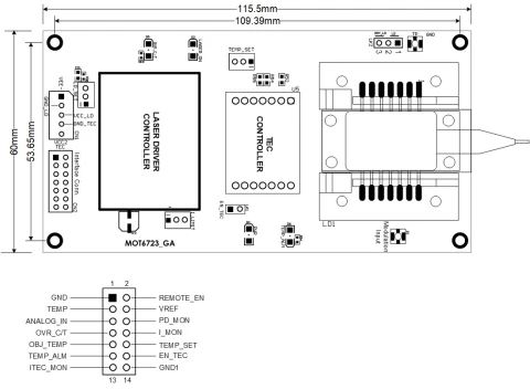 MOT6723GA Combined Laser driver, TEC controller, laser mount and heatsink photo 3