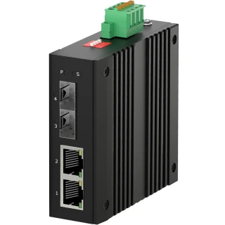 Mini Din Gigabit Industrial Unmanaged PoE Fiber Switch